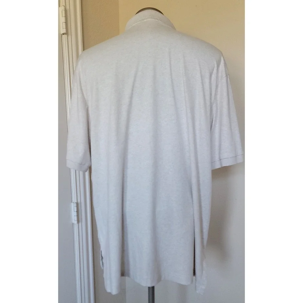 Ralph Lauren Men's Beige Long‎ Tail Short Sleeve Polo Shirt Size 2XB BIG
